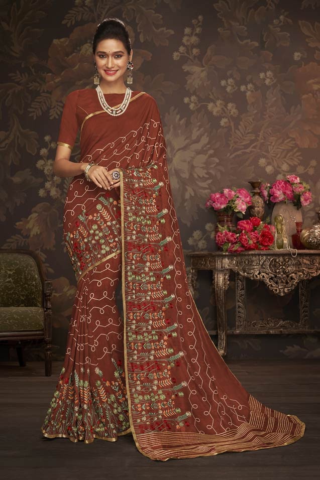 Laxmipati Maroon Cotton Silk Saree