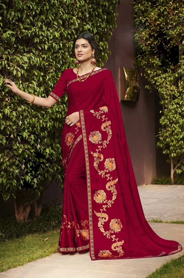 Laxmipati Red Brasso Saree