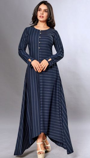 Laxmipati Cotton Base Navy Blue Gown