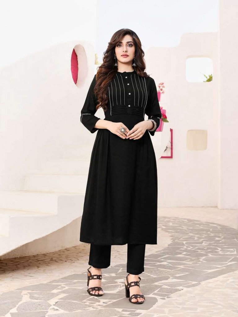 Simple kurti for Office, Home & casual Wear – Shober kurti, cotton Silk Fabric – black colour