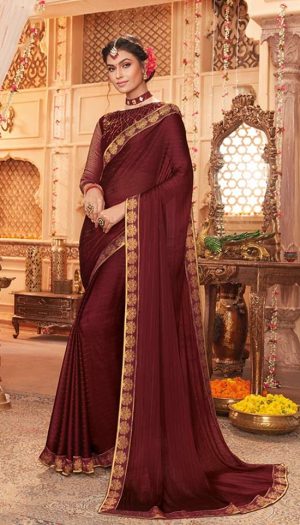 vipul casual & evening wear dark brown colour saree