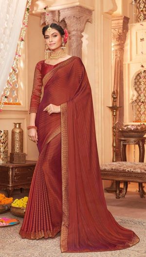 vipul casual & evening wear rust colour saree