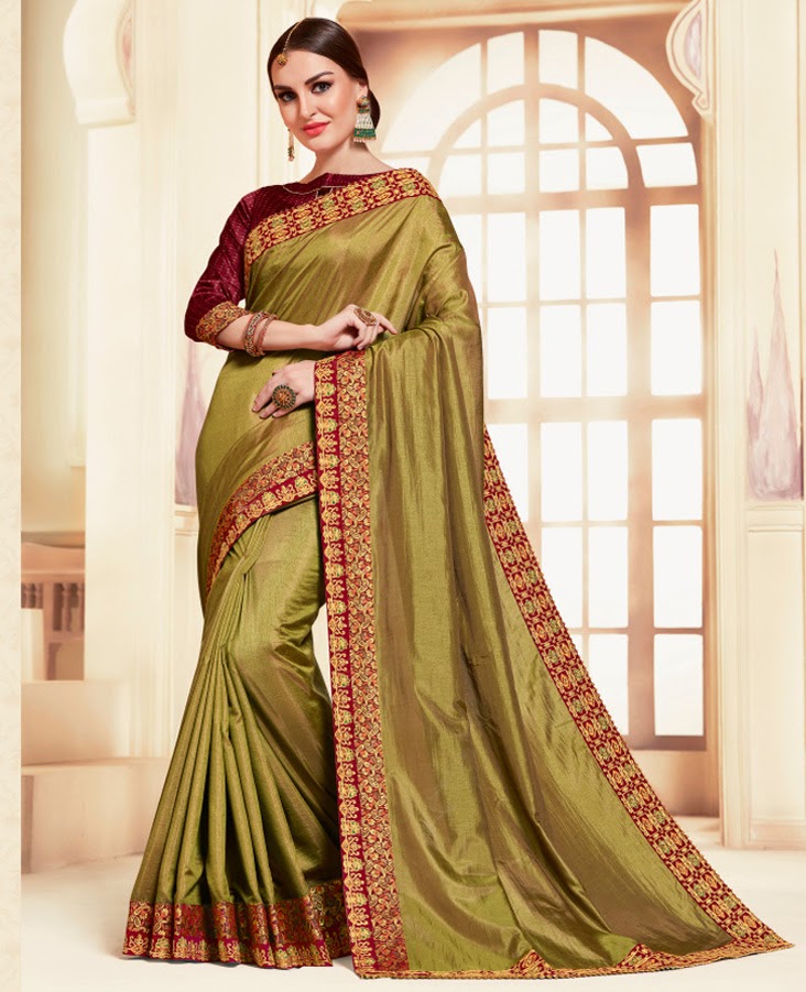 poly silk embroidery work heavy golden colour designer traditional wear saree