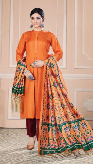 Best Readymade Fancy Suit Online for Party Wear – Pant Style Salwar Suit- Tussar Silk Fabric