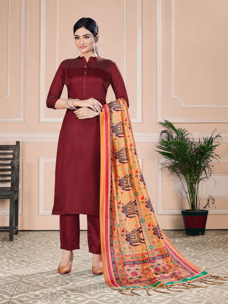 Yellow Floral Block Printed Readymade Pant Salwar Suit 3436SL04