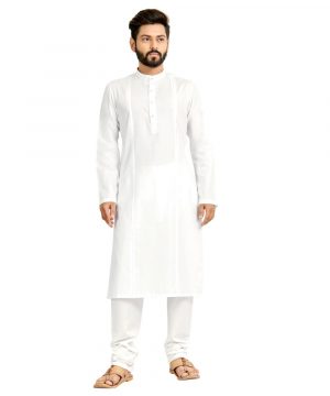 Mahotsav White Colored Cotton Men’s Festive Wear Kurta Set.