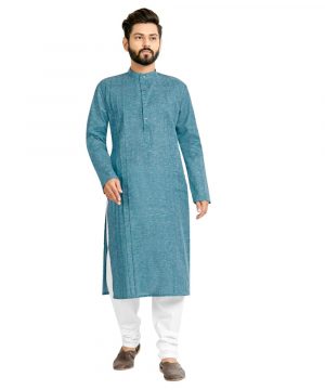 Mahotsav Blue Colored Cotton Men’s Festive Wear Kurta Set.