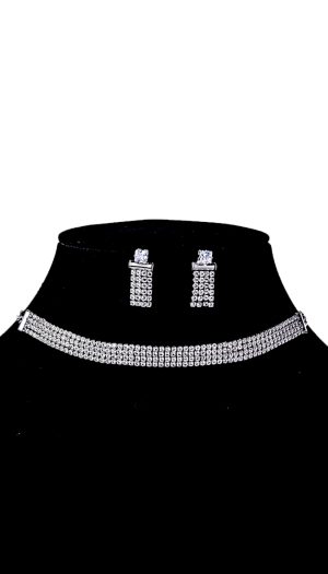 Aapnam 4-row Diamond Choker Necklace Set