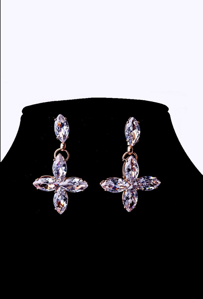 Aapnam Diamond Flower Drop Dangle Earrings