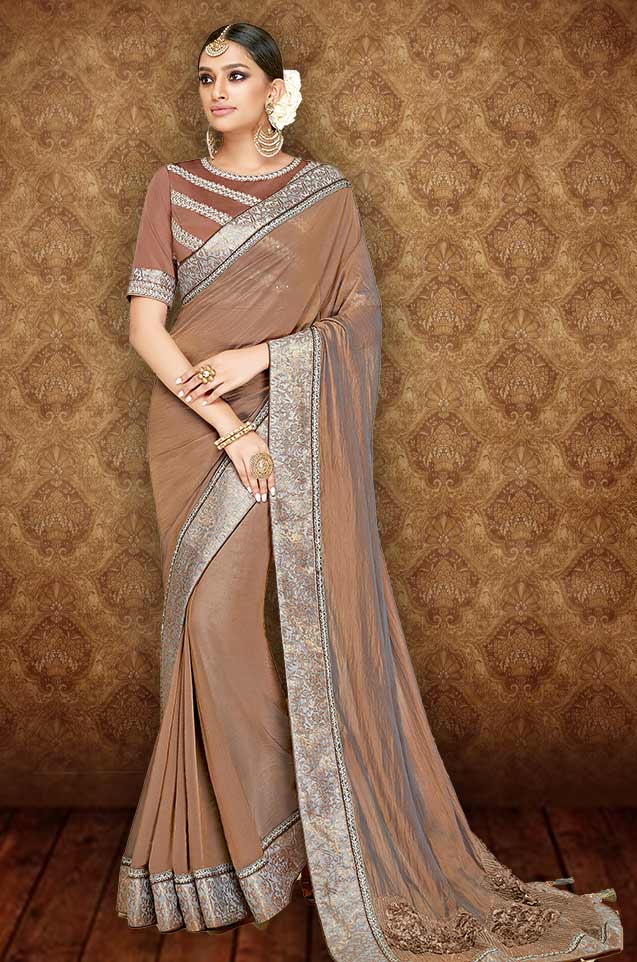 Traditional Saree With Desingner Blouse (With Embellished Border)-Musterd