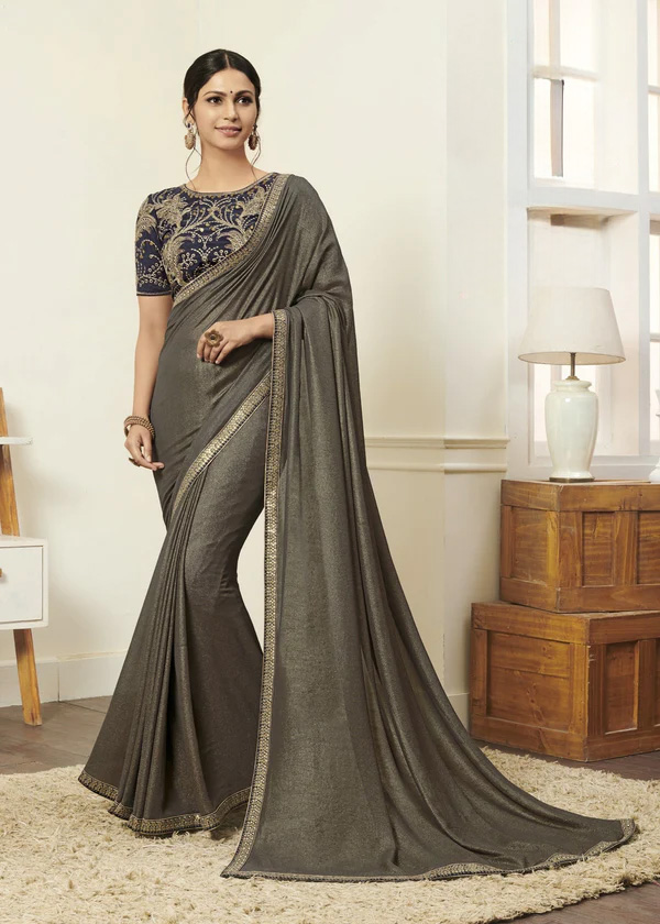 Laxmipati Ruhi 6045 Grey Chaina Silk Saree