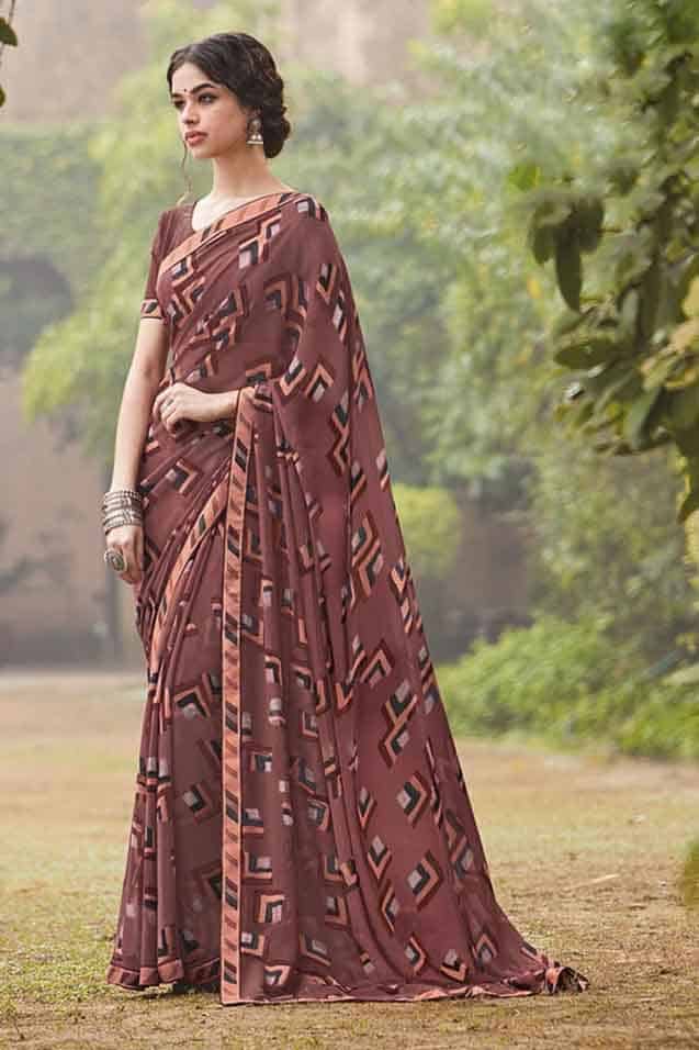 Laxmipati georgette Dark red & half multi color saree