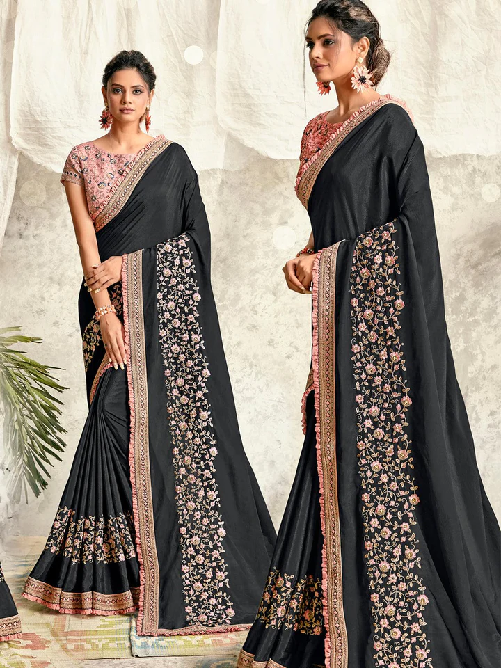 Black silk saree with blouse